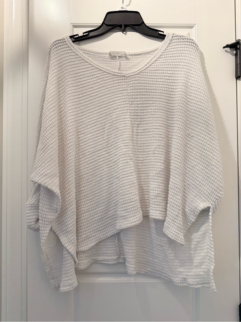 Zenana Outfitters Cream Waffle-Knit Poncho Sweater